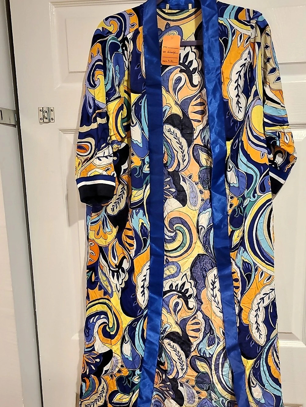 Abstract Print Blazer in Blue & Yellow Like New